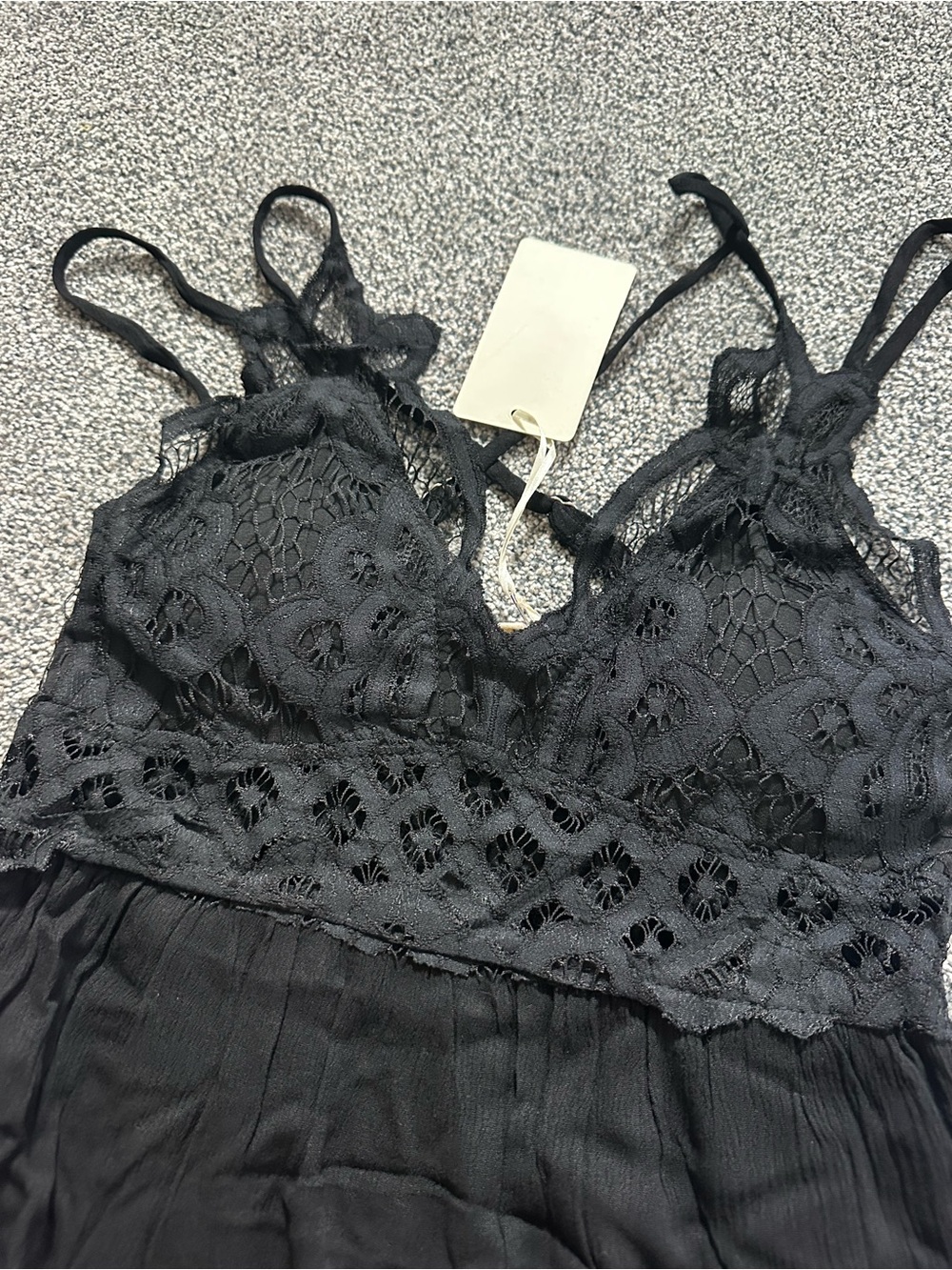 LA MIEL Black Lace Trim Mini Dress - Picture 2 of 3